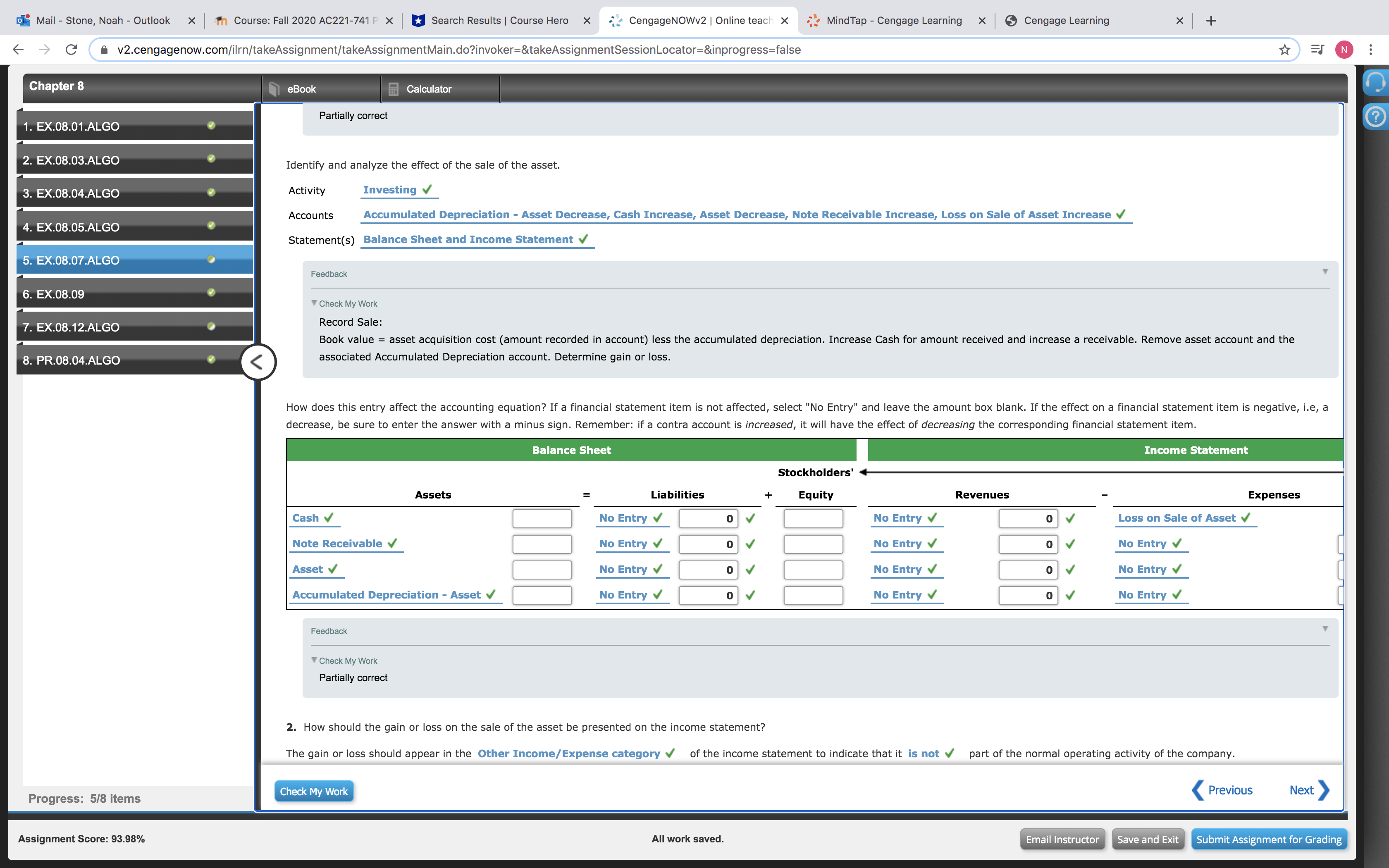 AC221-741 P X Search Results | Course Hero X CengageNOWv2 | Online