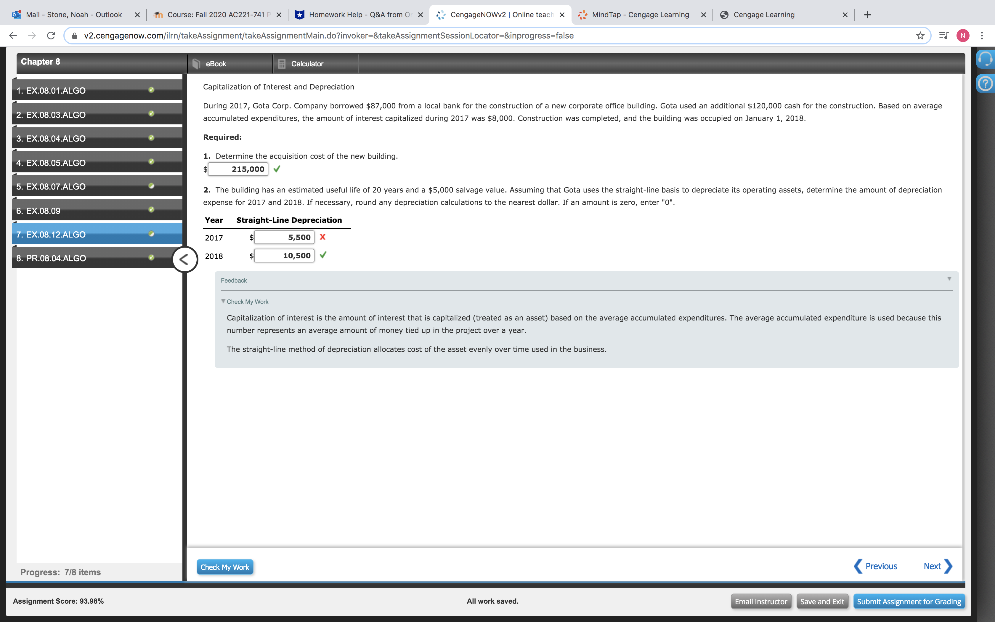 EX.08.03.ALGO Assume that Chee Inc. purchased an asset on January 1, 2015,