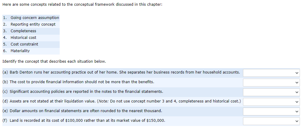  Here are some concepts related to the conceptual framework discussed in