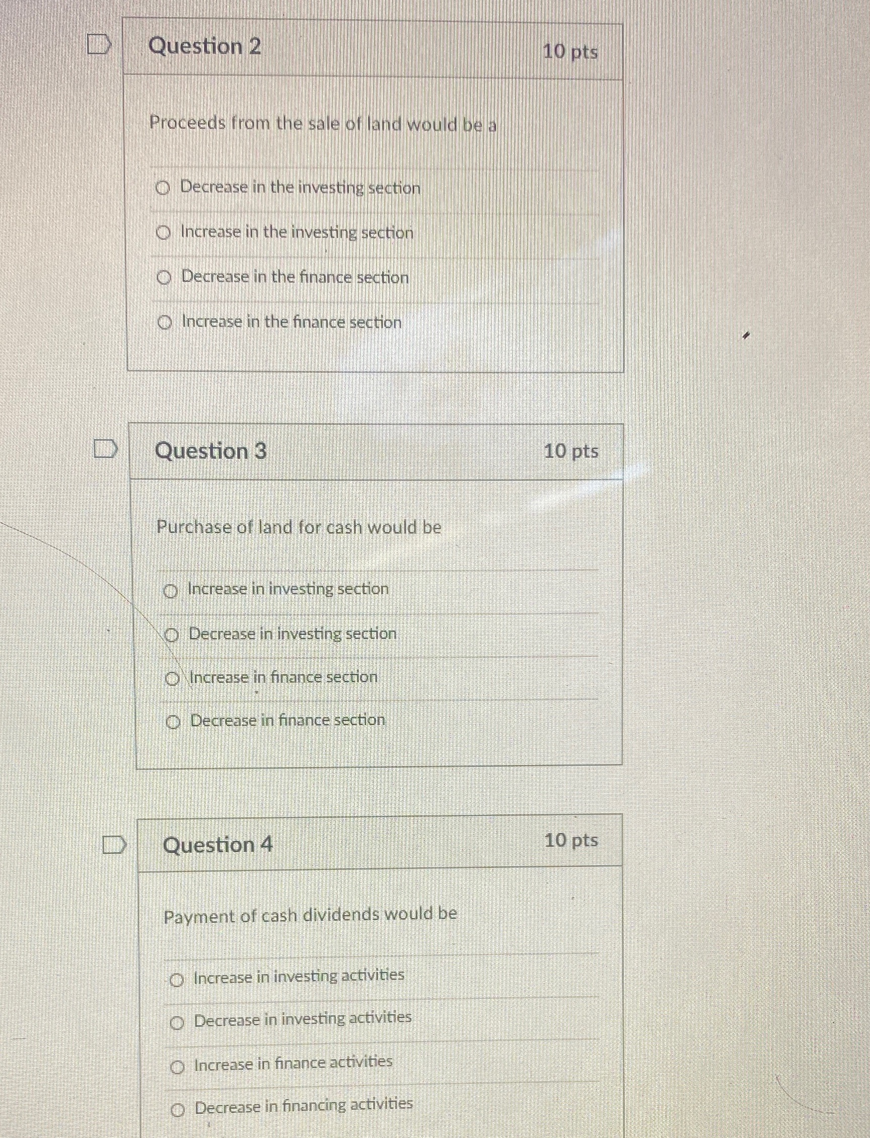 Help with these 3 problems please Question 2 10 pts Proceeds from