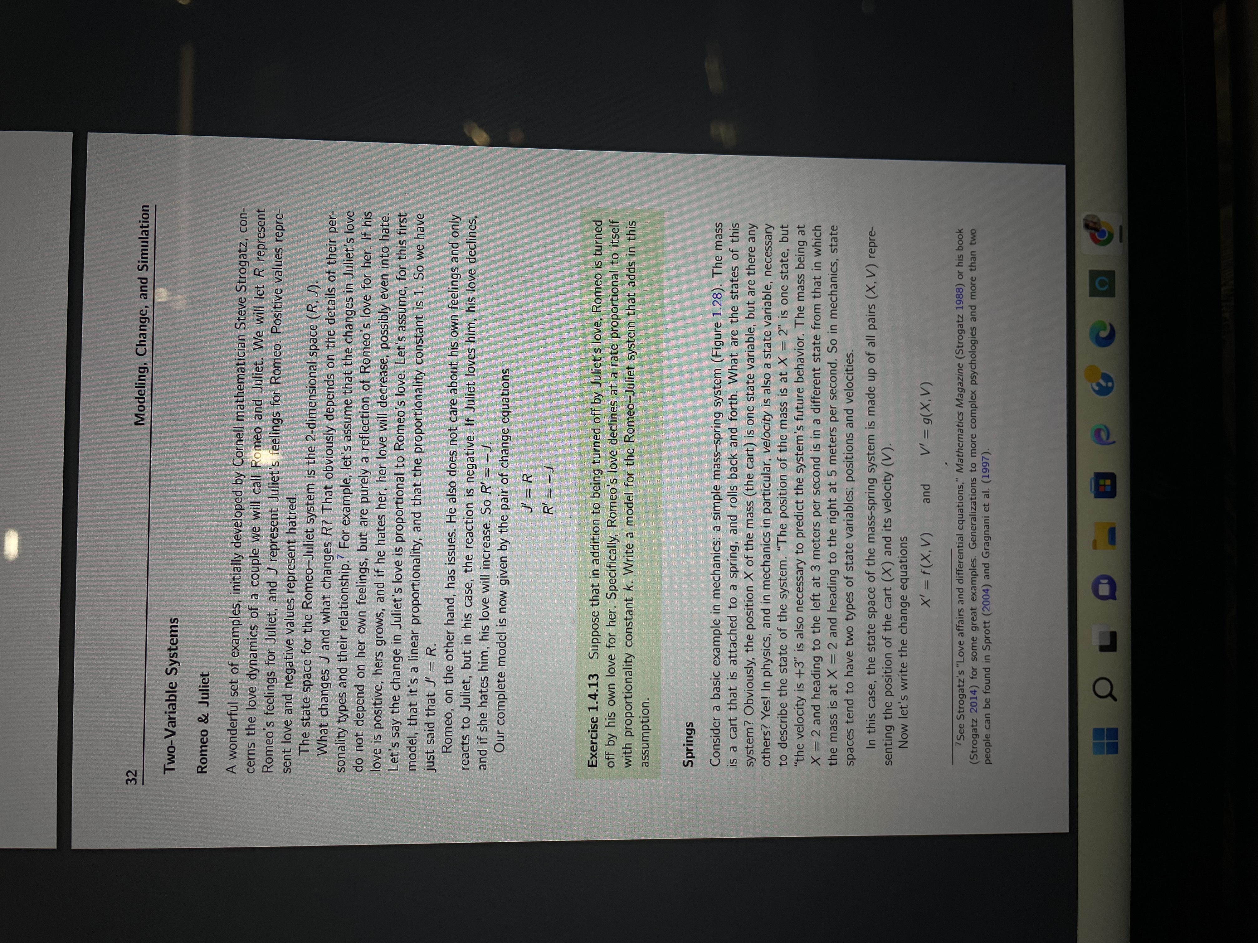 the mass-spring systeln described on pp. 32-34 in the textbook. We want