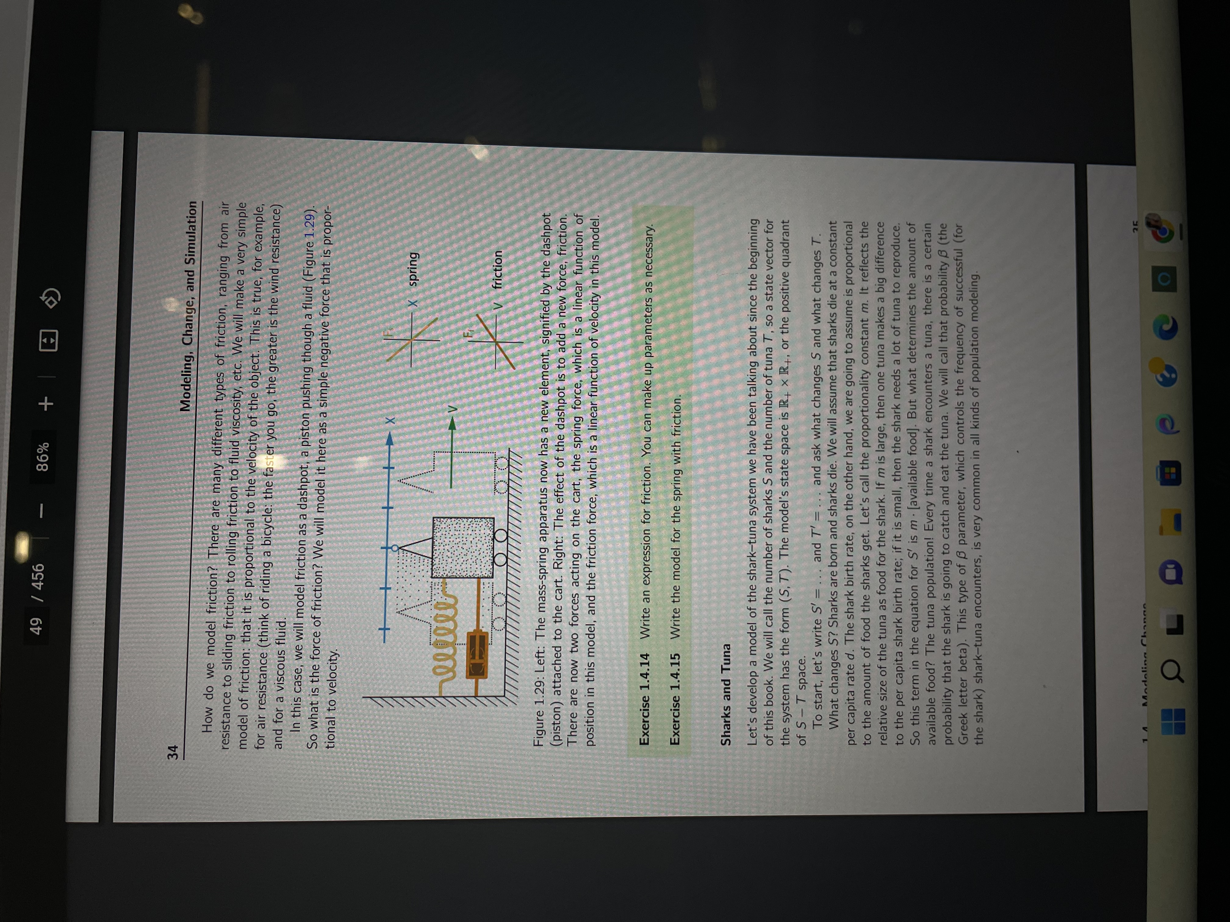 to determine the model for the massspring system with friction. Suppose that