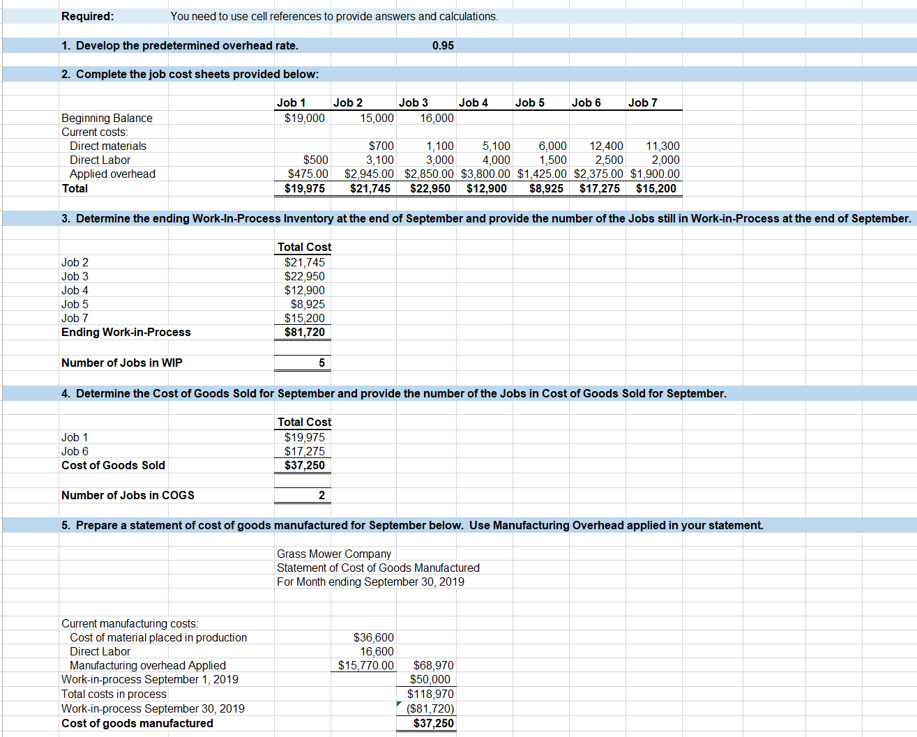 follow where you will answer the questions. Grass Mower Company manufacturers a