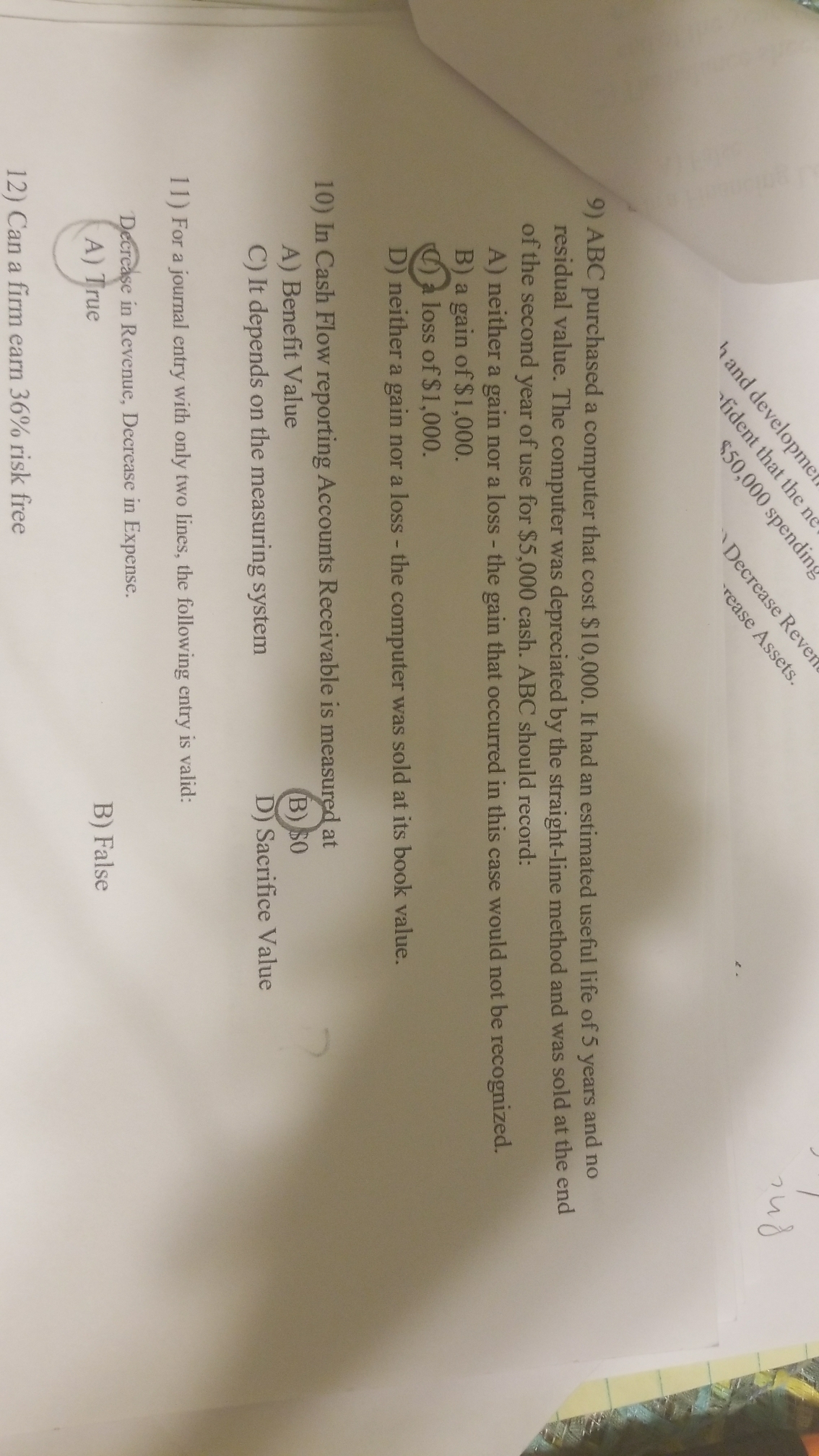 Please answer question 9 as I am not sure if C is