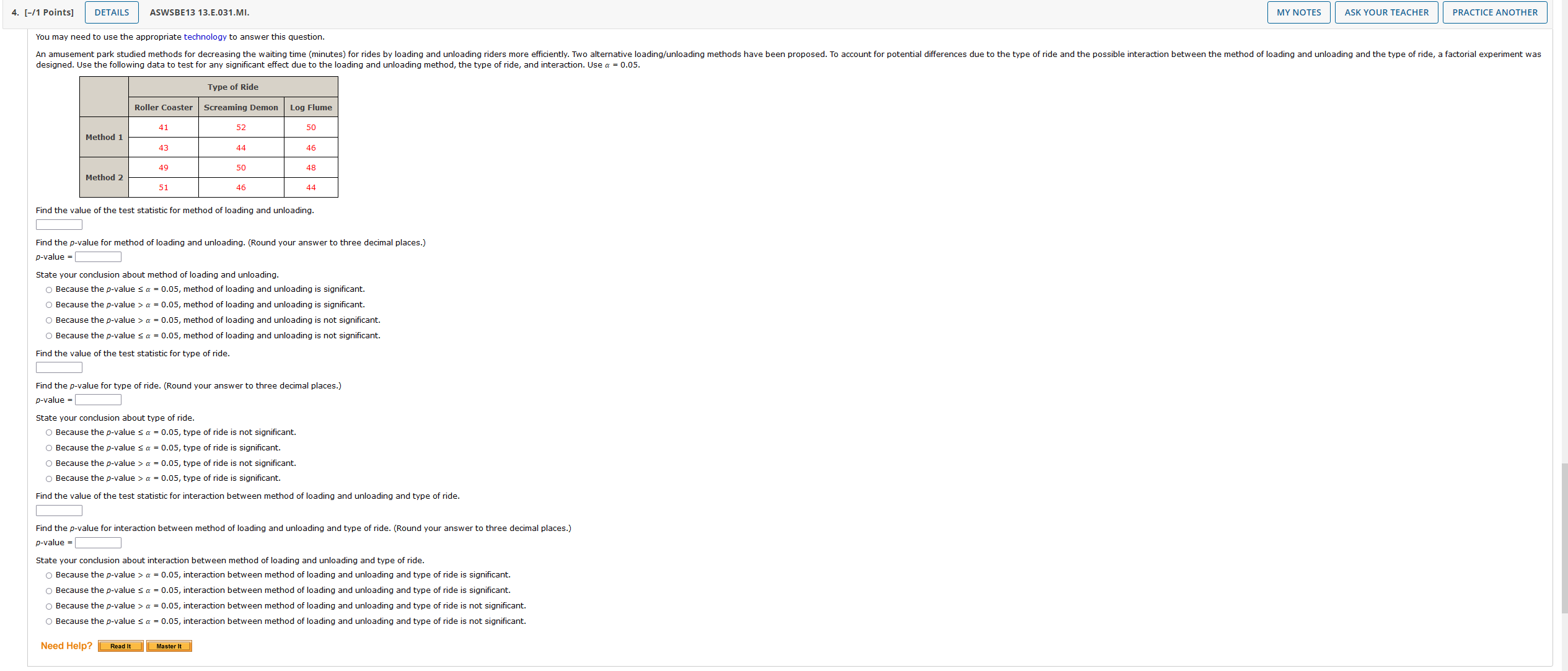 Use a 0.05 level of significance to test whether the temperature level