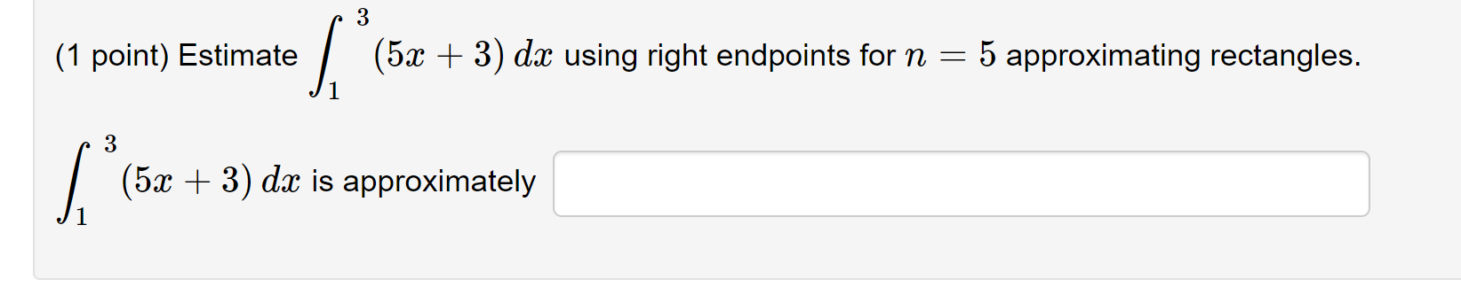 endpoints for n : 5 approximating rectangles. 1 3 1 (5:13 -i-