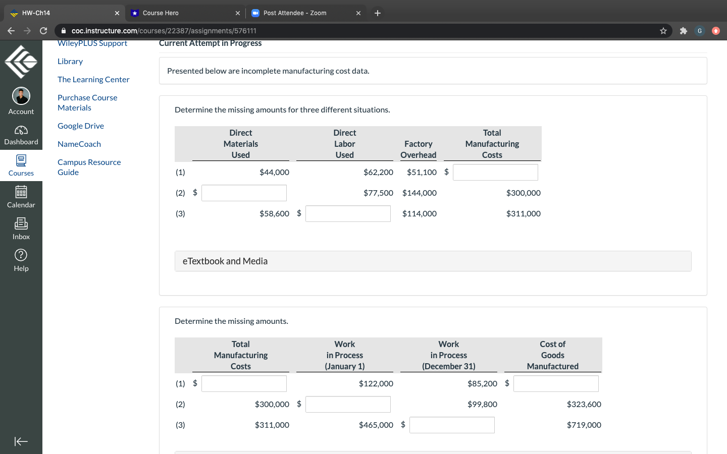  " HW-Ch14 * Course Hero Post Attendee - Zoom X C