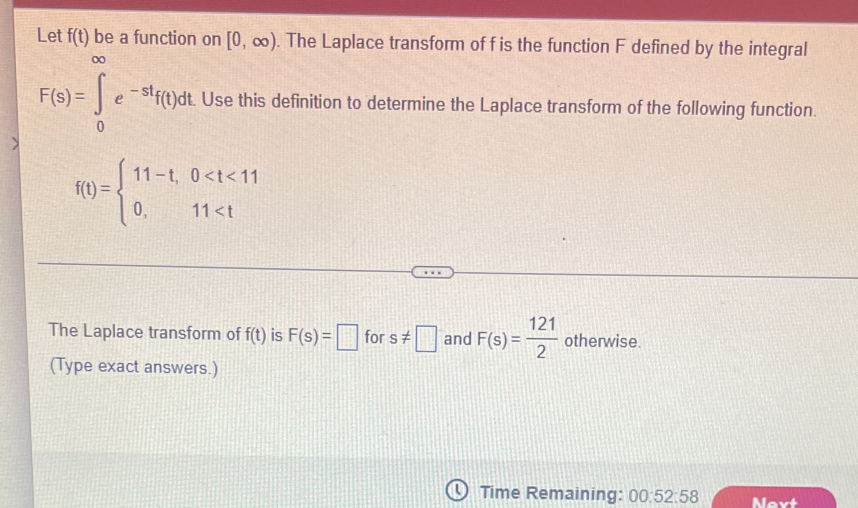 Help please Let f(t) be a function on [0, co). The Laplace