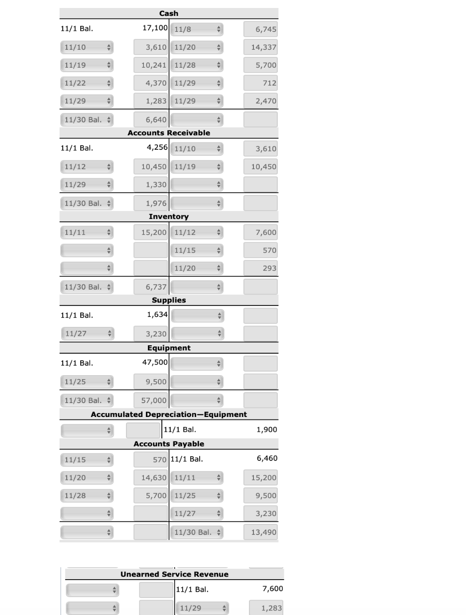 the following account balances. The company uses the perpetual inventory method. DebitCreditCash$17,100Accumulated
