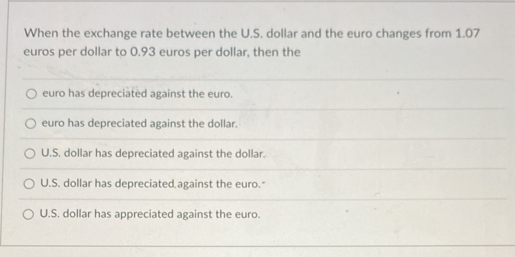 Need help what's the answer When the exchange rate between the U.S.