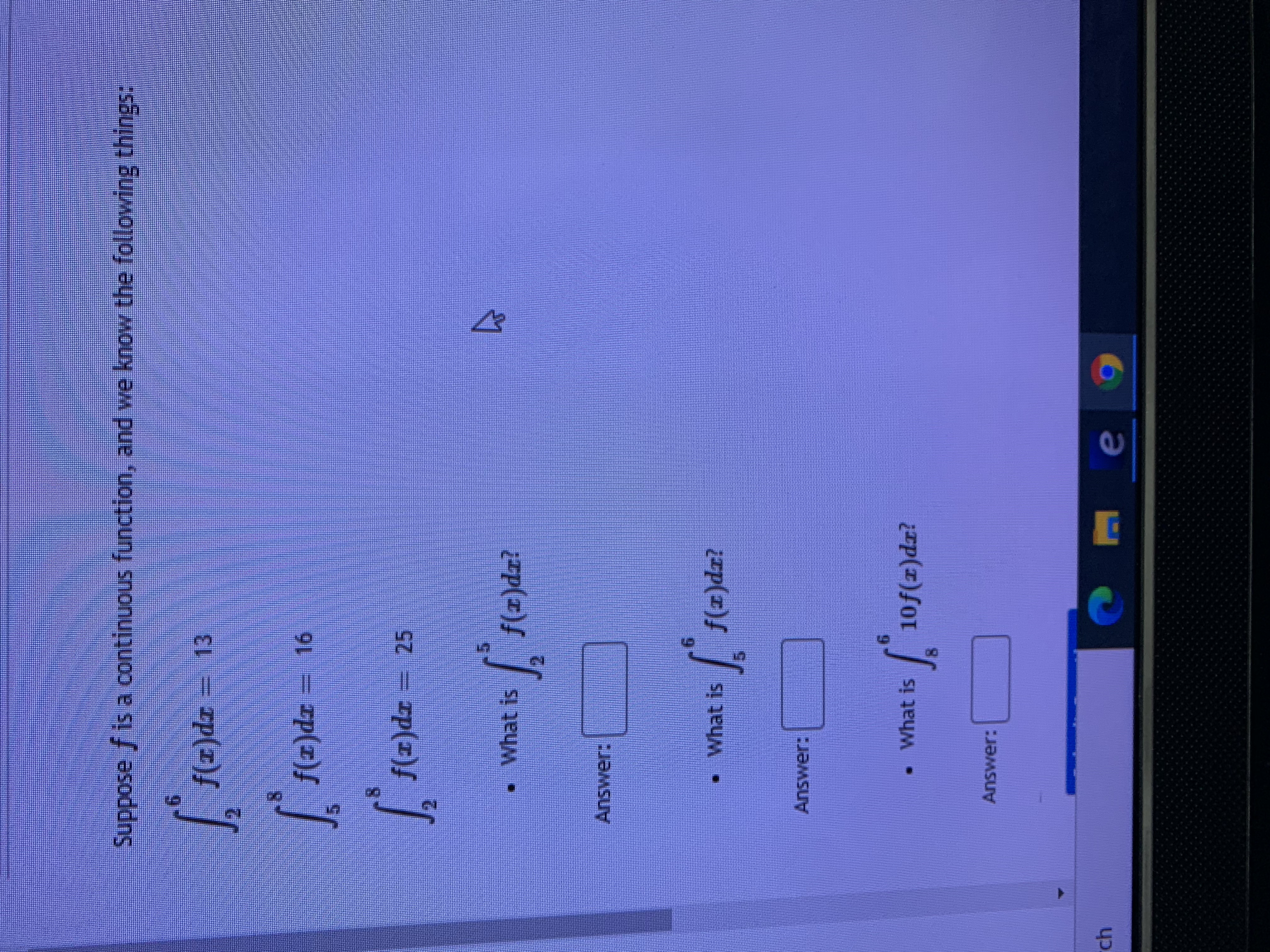  Suppose f is a continuous function, and we know the following