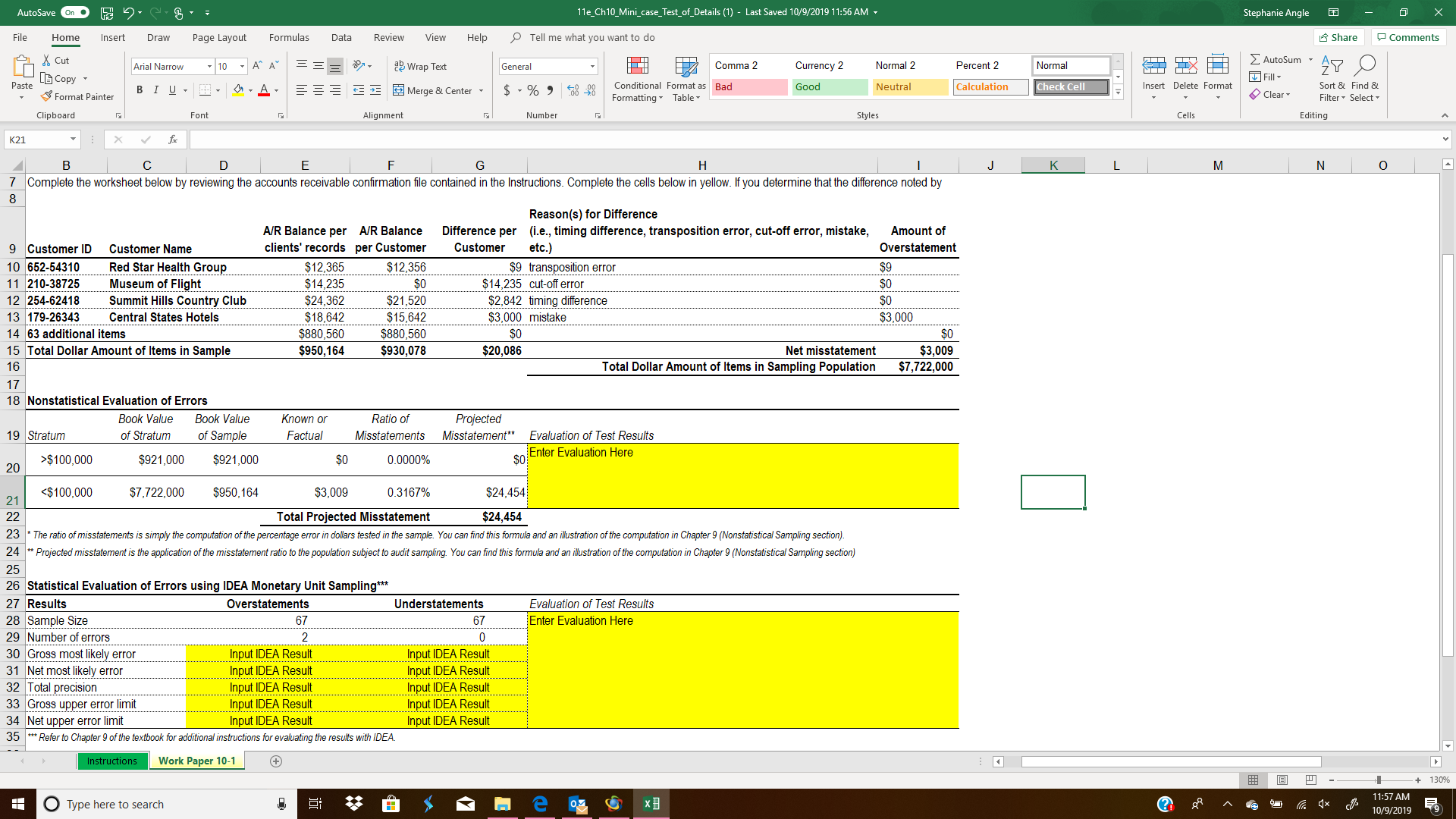 I have already calculated the differences, I just need help determining the