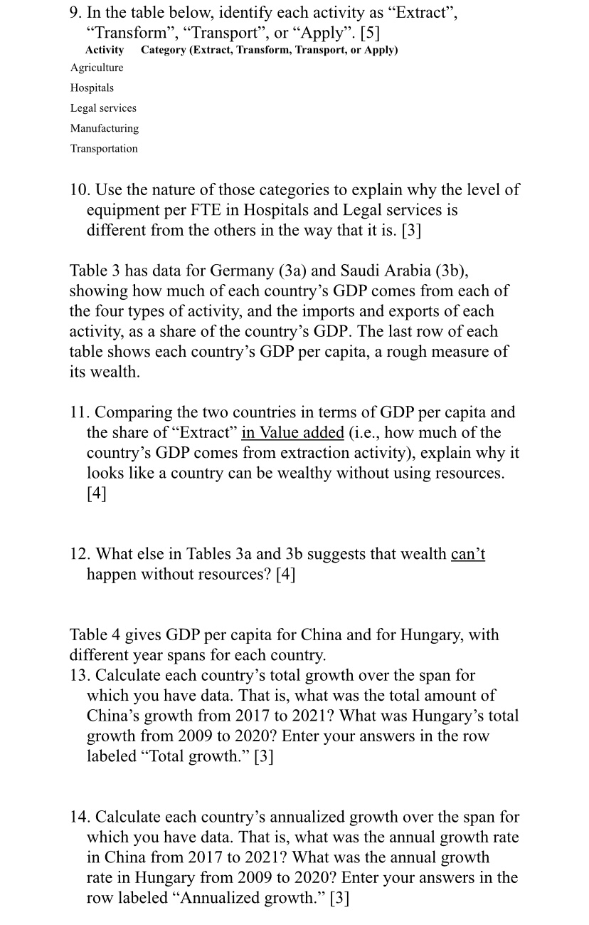 2. Table 1 shows a sample ofthree countries, with their GDP per