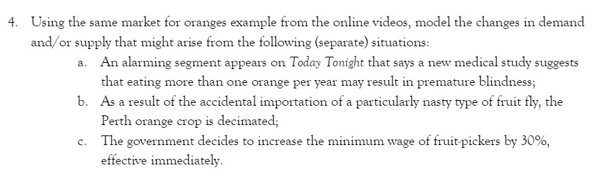 videos, model the changes in demand andf or supply that might arise