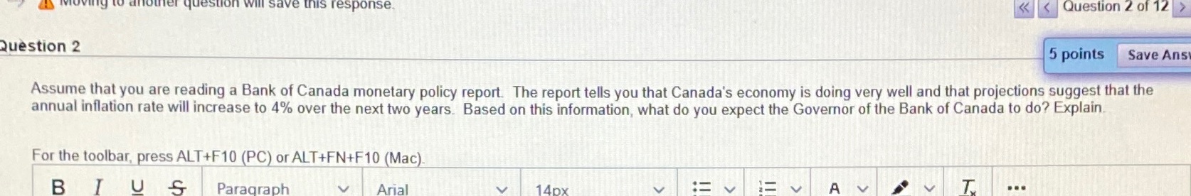 Please send me before 2:00 pm. his response. Question 2 5 points