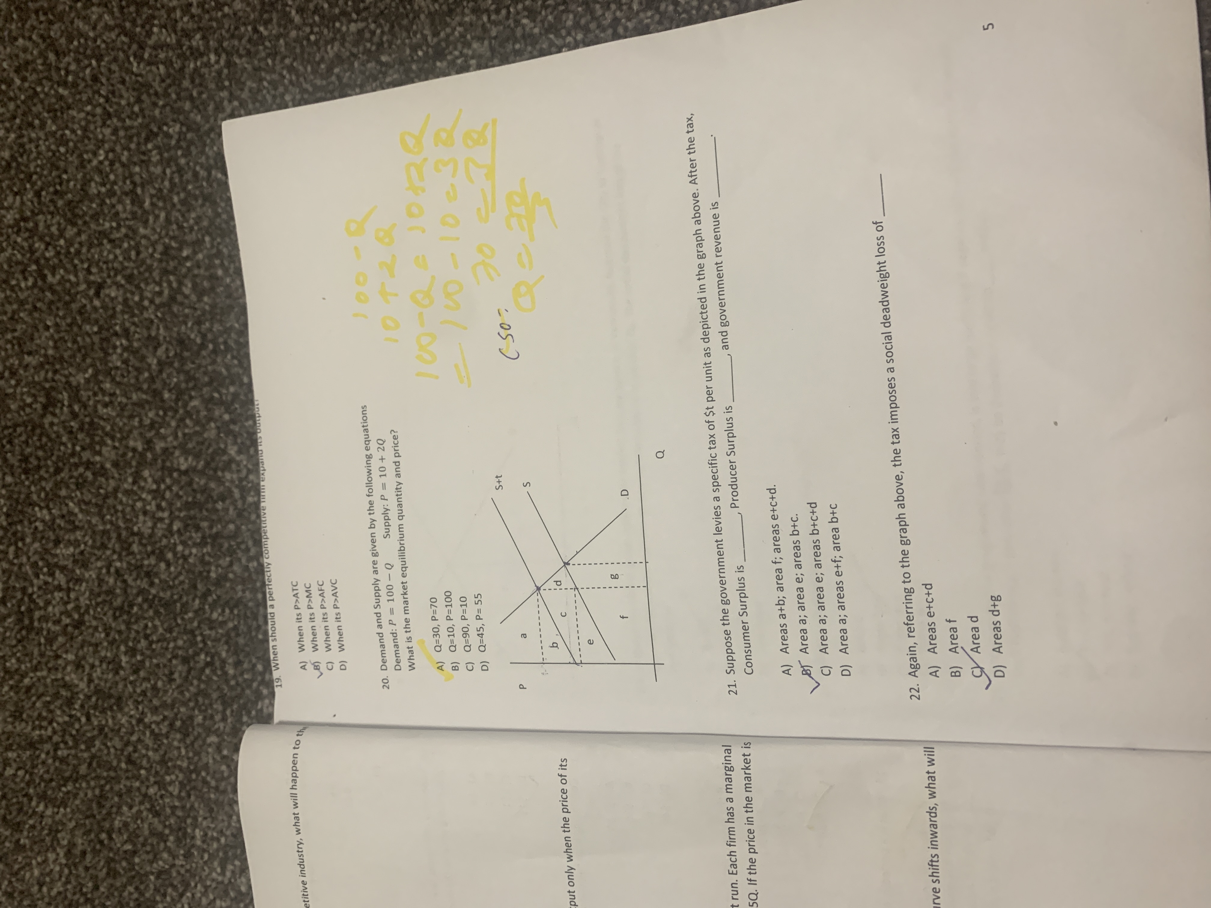 to the A) When its P>ATC B) When its P>MC C) When