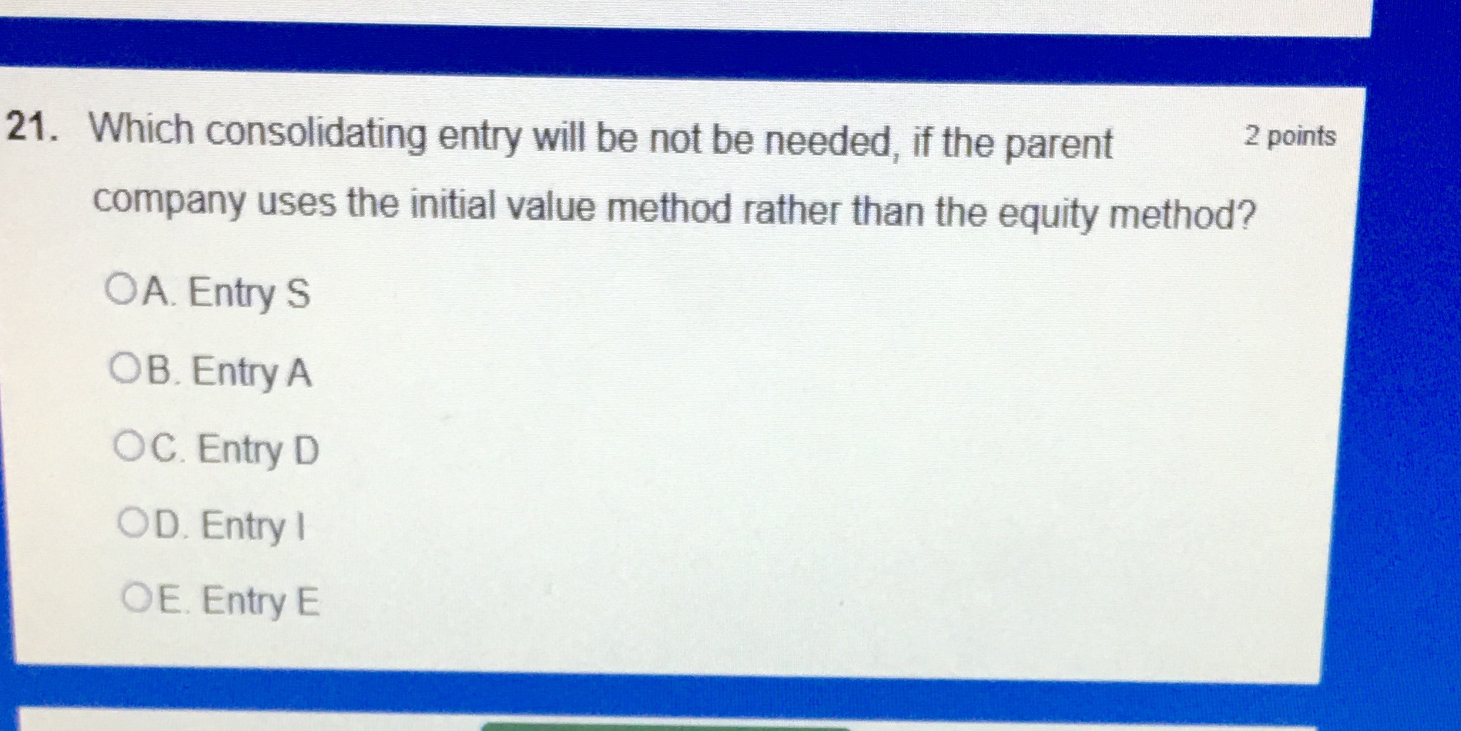 parent 3 Wm company uses the initial value method rather than the