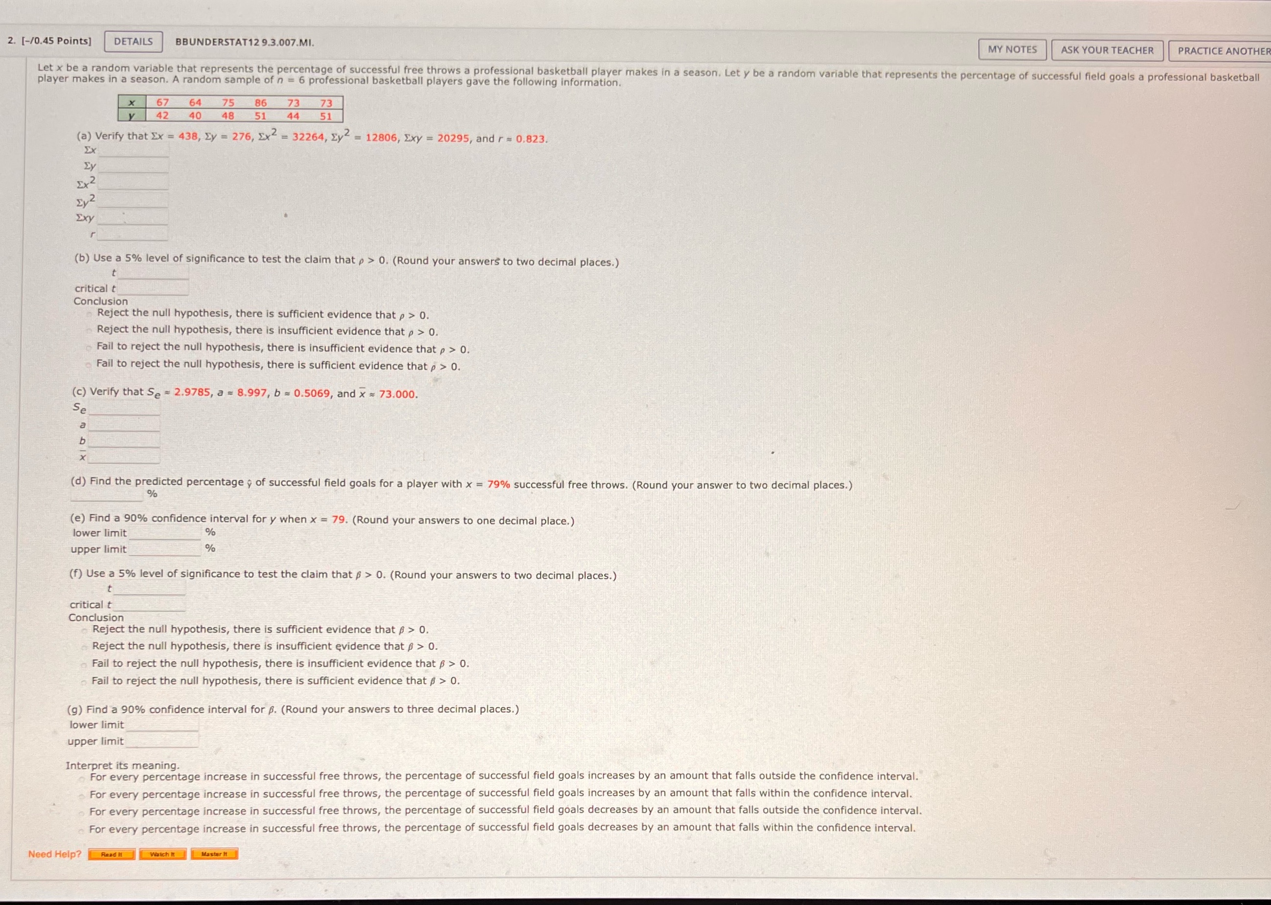  2. [-/0.45 Points] DETAILS BBUNDERSTAT12 9.3.007.MI. MY NOTES ASK YOUR TEACHER