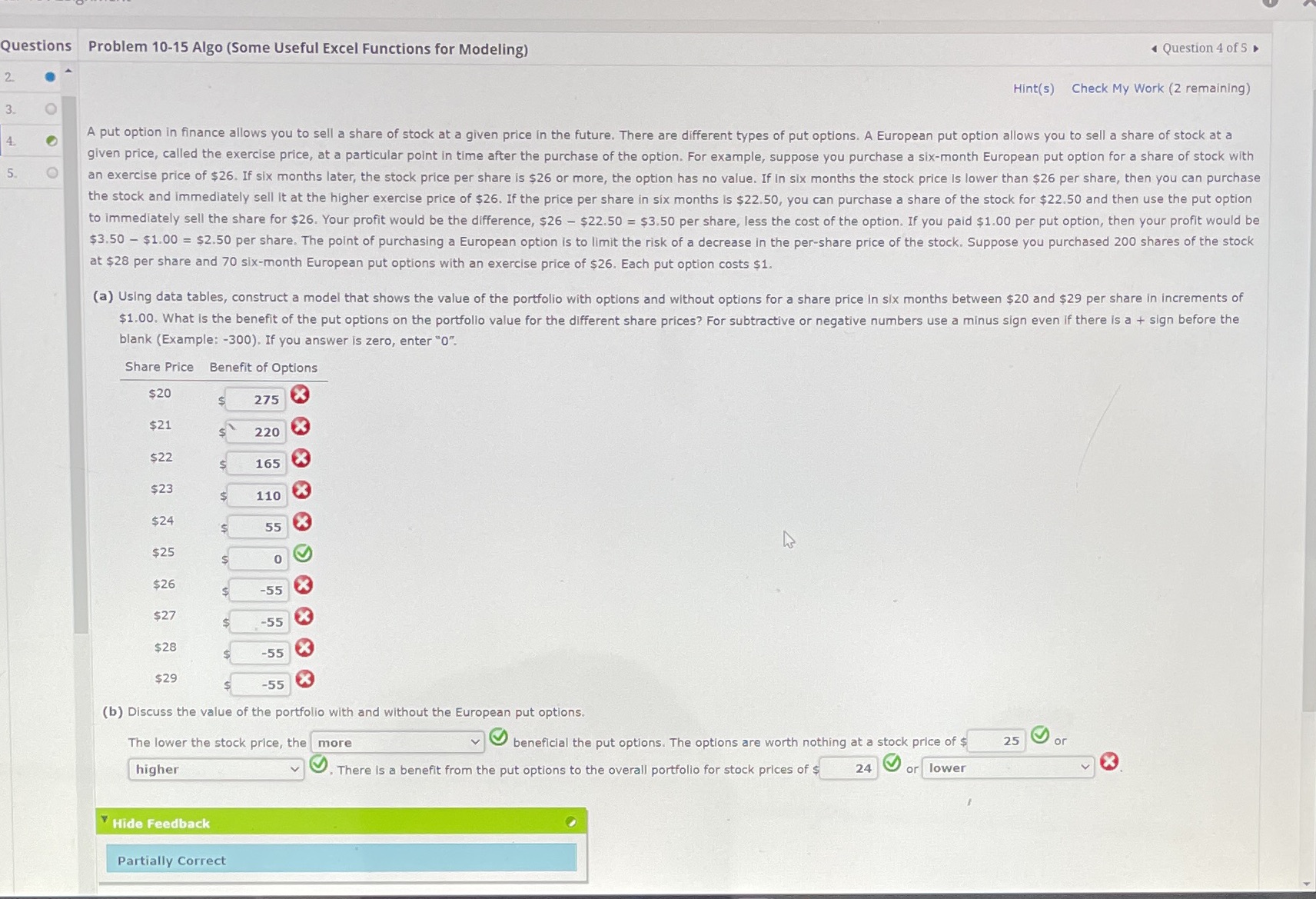 i need help someone please Questions Problem 10-15 Algo (Some Useful Excel