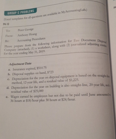 how to make a worksheet and journizing adjustment entries? GROUP C PROBLEMS
