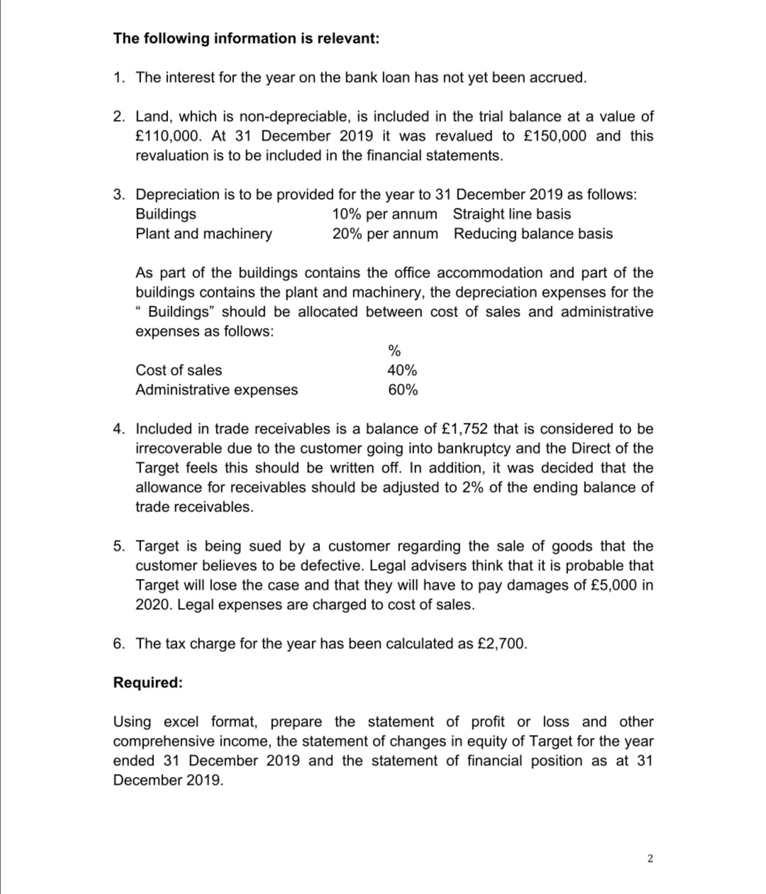 some formulae and Assessment one: Financial Statements Preparation (50 marks) You are