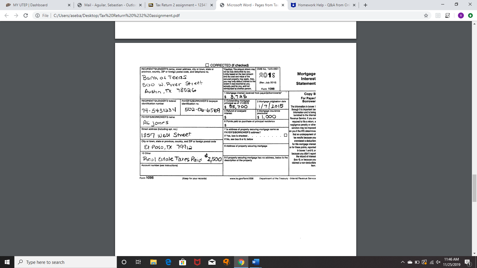 1040. UD MY UTEP | Dashboard x 5 Mail - Aguilar, Sebastian