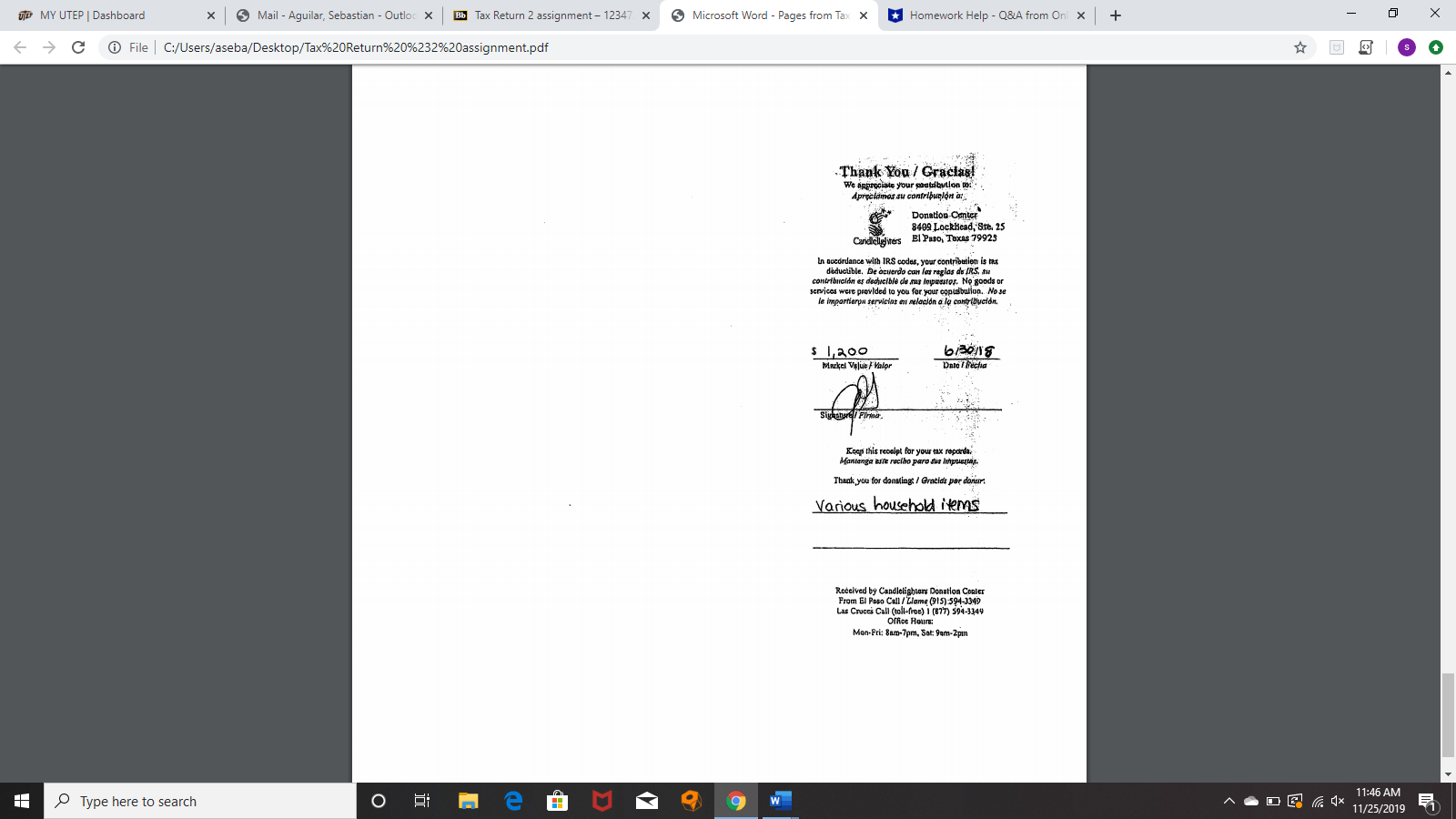 - Outloc X Bb Tax Return 2 assignment - 12347. x Microsoft