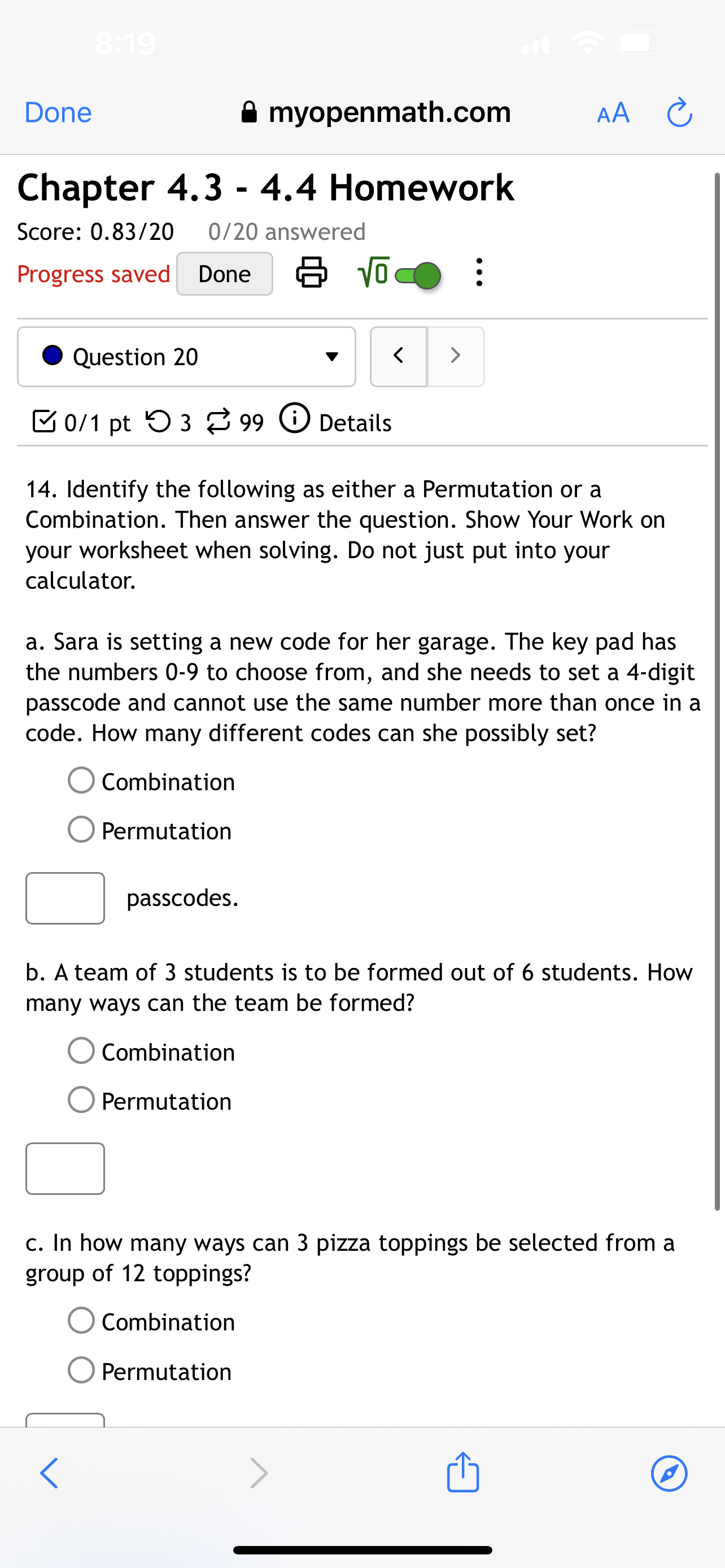 E 0/1 pt 0 3 8 99 (9 Details Giving a test
