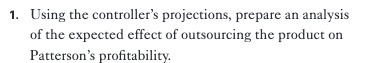  1 . Using the controller's projections , prepare an analysis of