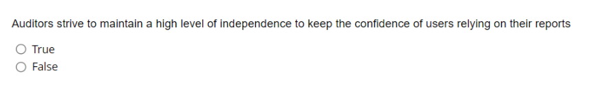 please answer correct with reason Auditors strive to maintain a high level
