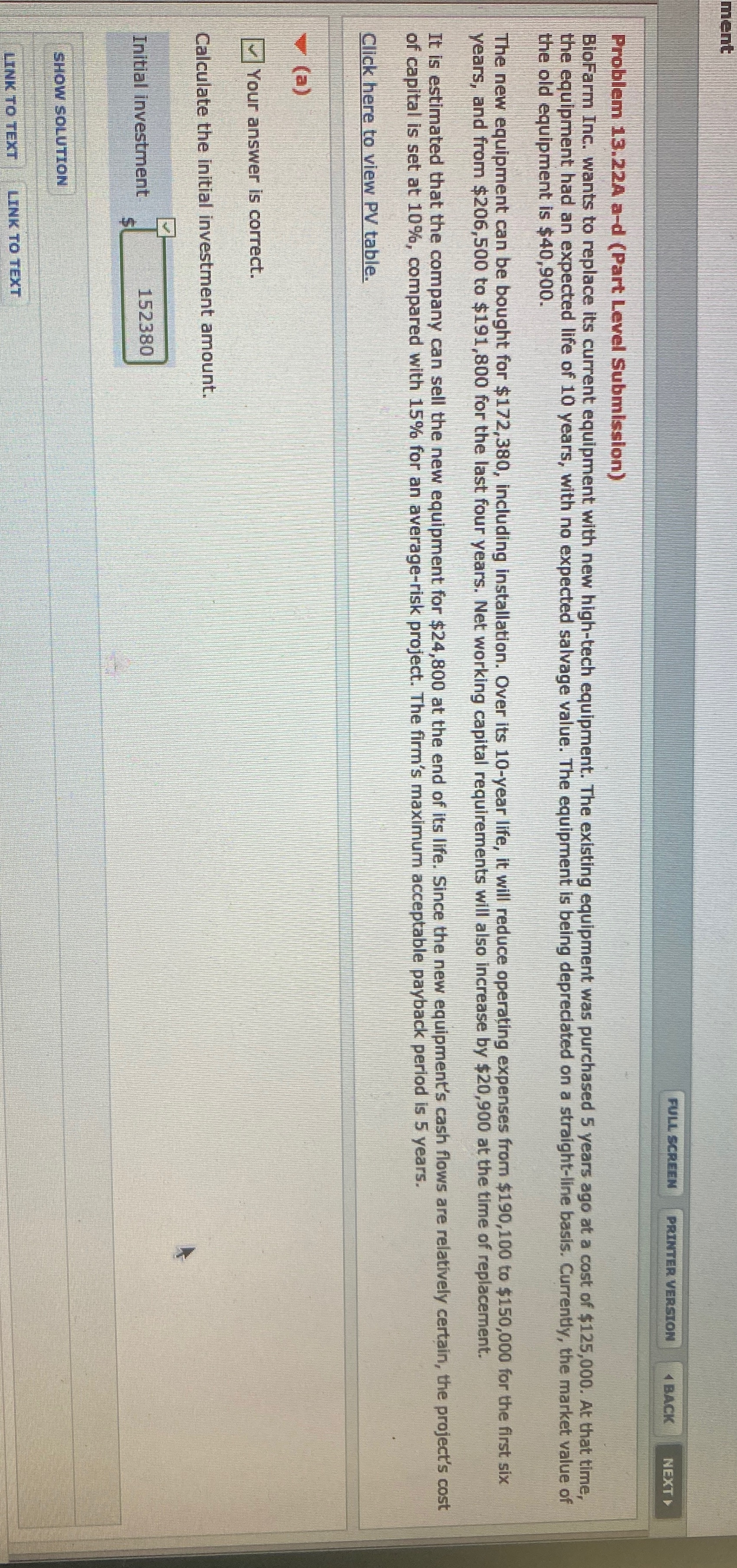 Calculate the project net present value ment FULL SCREEN PRINTER VERSION 1