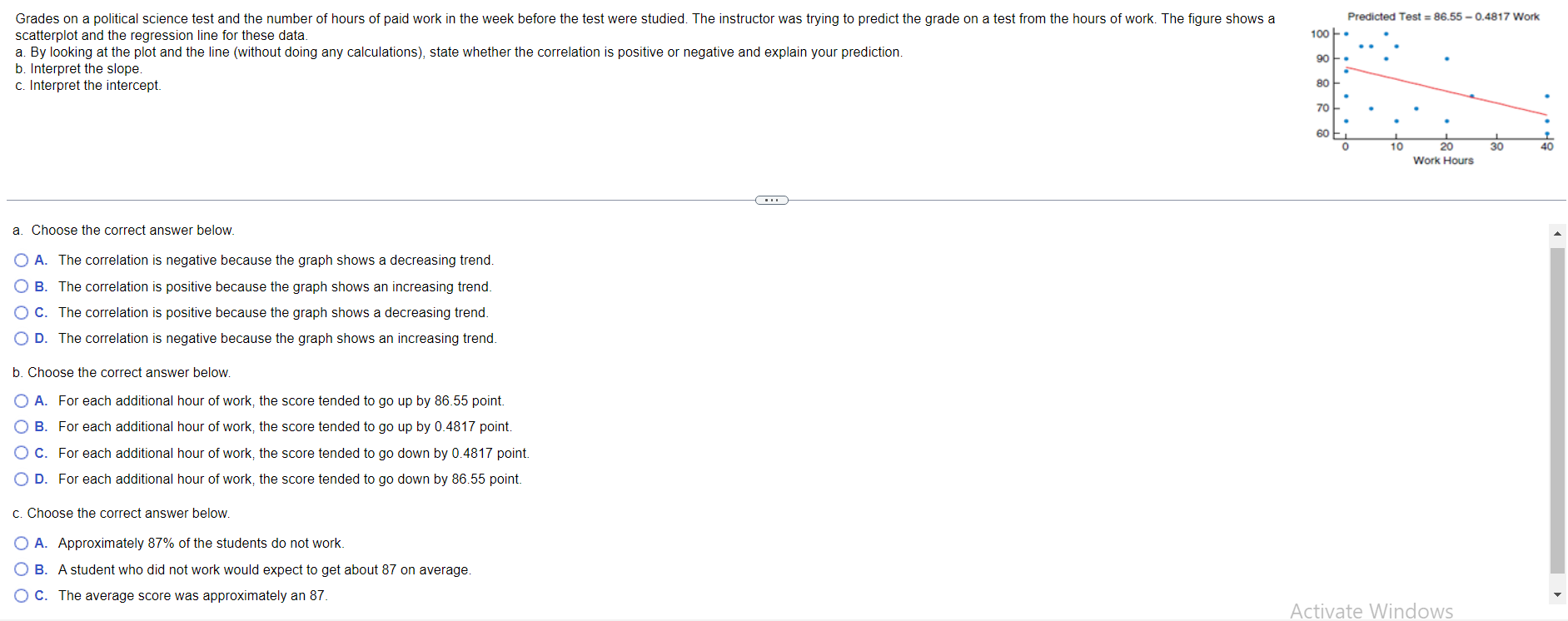 scatterplot. - X LSAT and Percent Employed The correlation coefficient is because