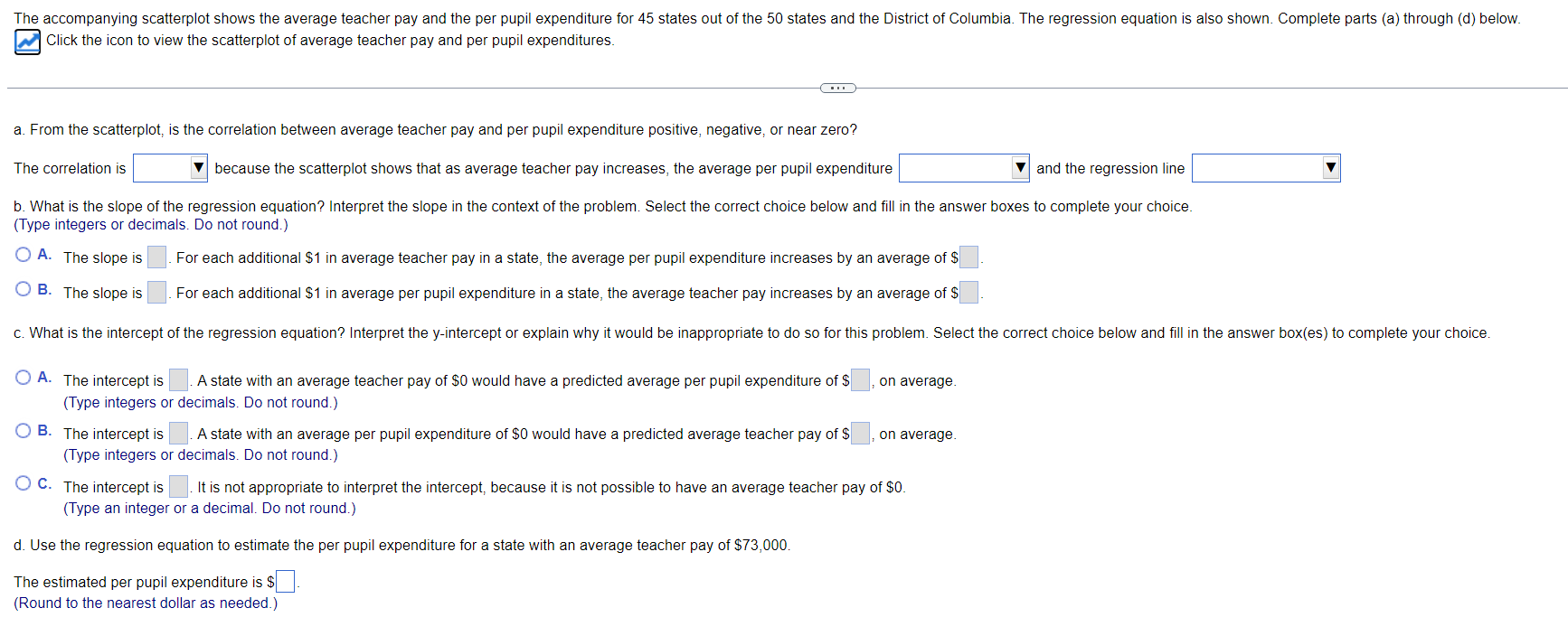 the graph shows % Employed at Graduation vs. LSAT 100 - ..