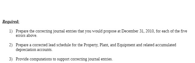 1) Prepare the correcting journal entries that you would propose at December