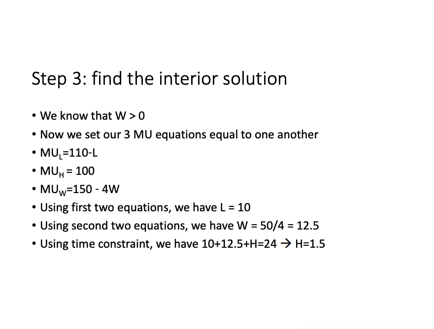W = paid Work unit, lower case w = wage rate, C
