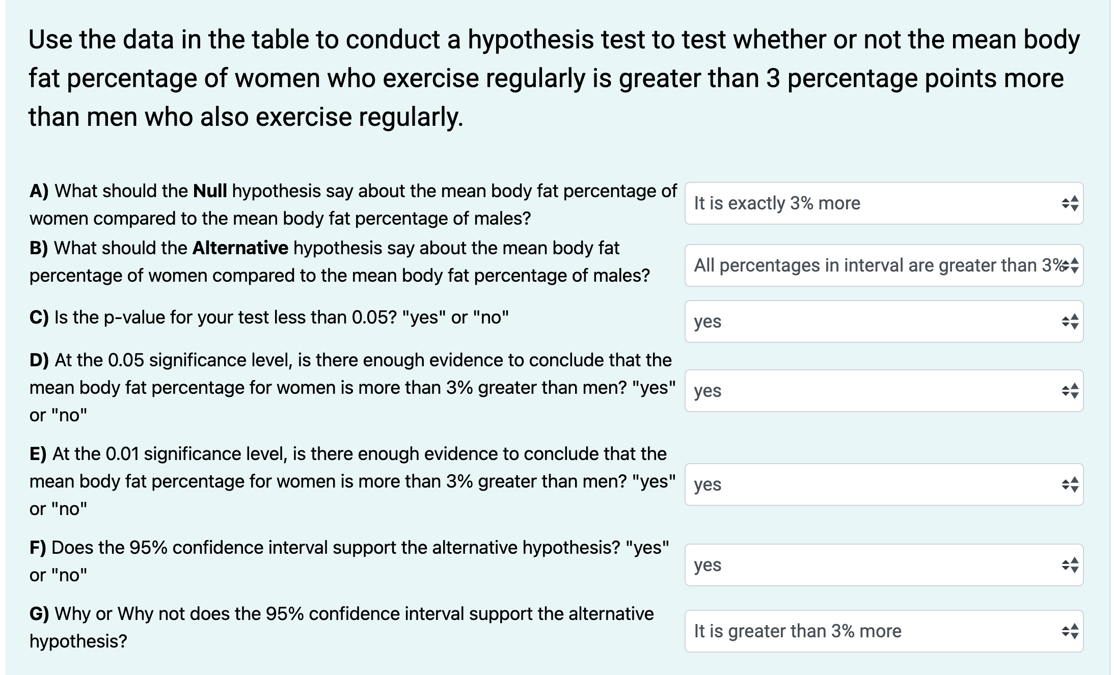 whole number? 214 F) Does the 95% confidence interval support the claim