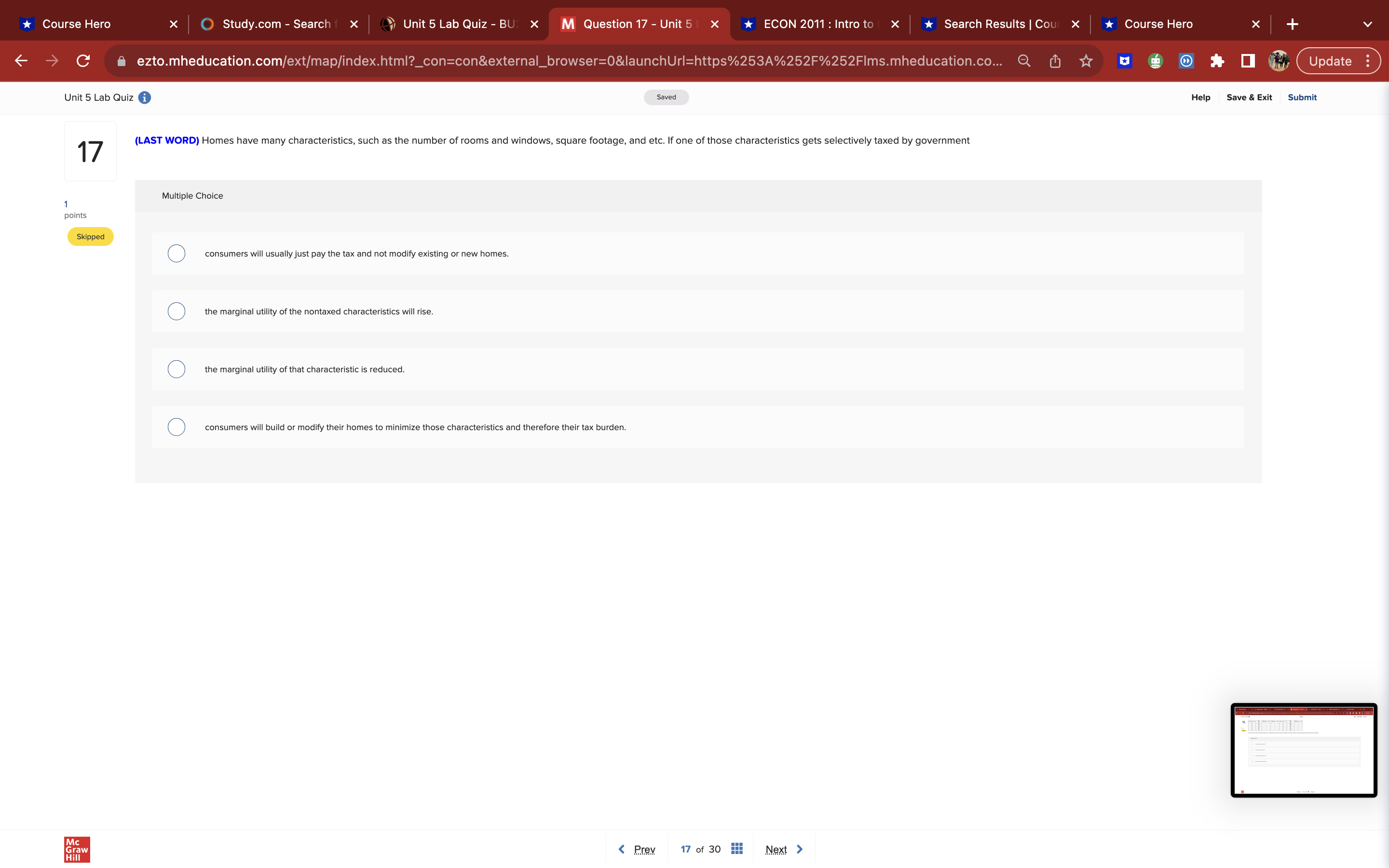 Lab Quiz - BU: x M Question 15 - Unit 5 |