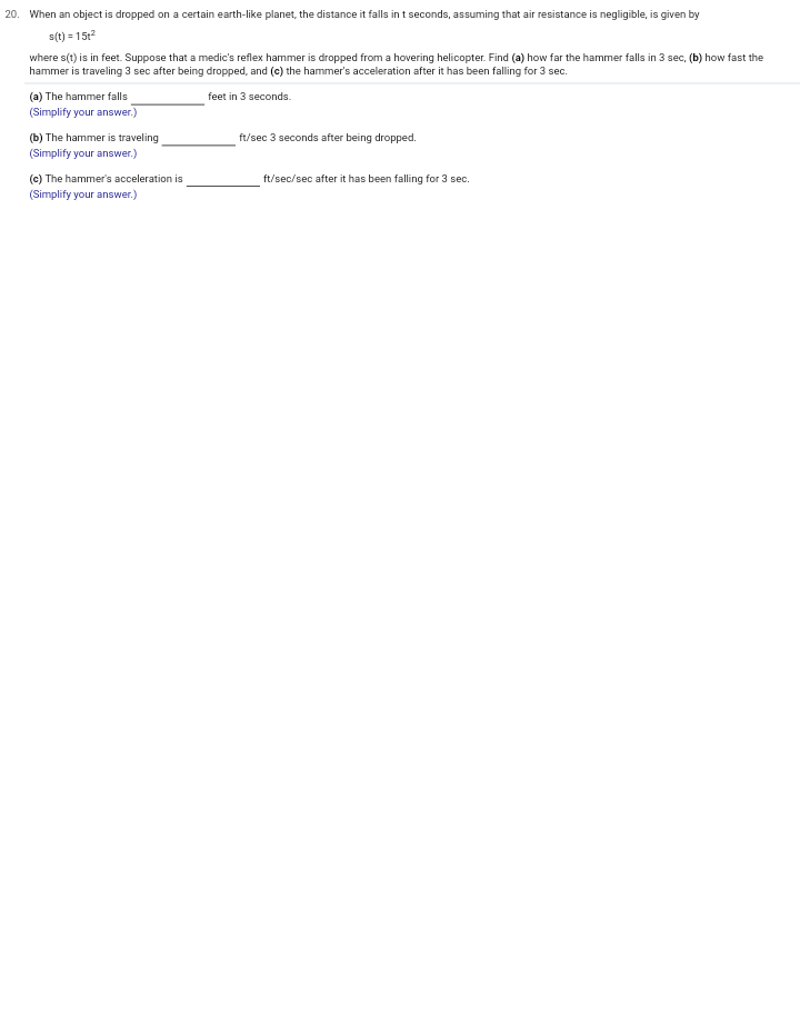  20. When an object is dropped on a certain earth-like planet,