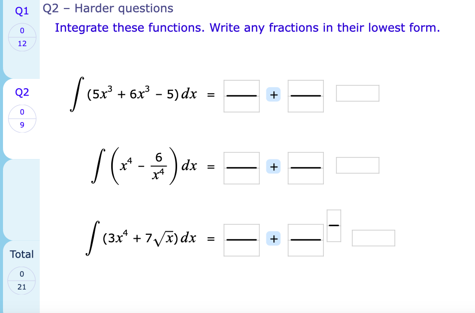 = Total 0 (8x2 + 7x) dx y = + 21Q1 Q2