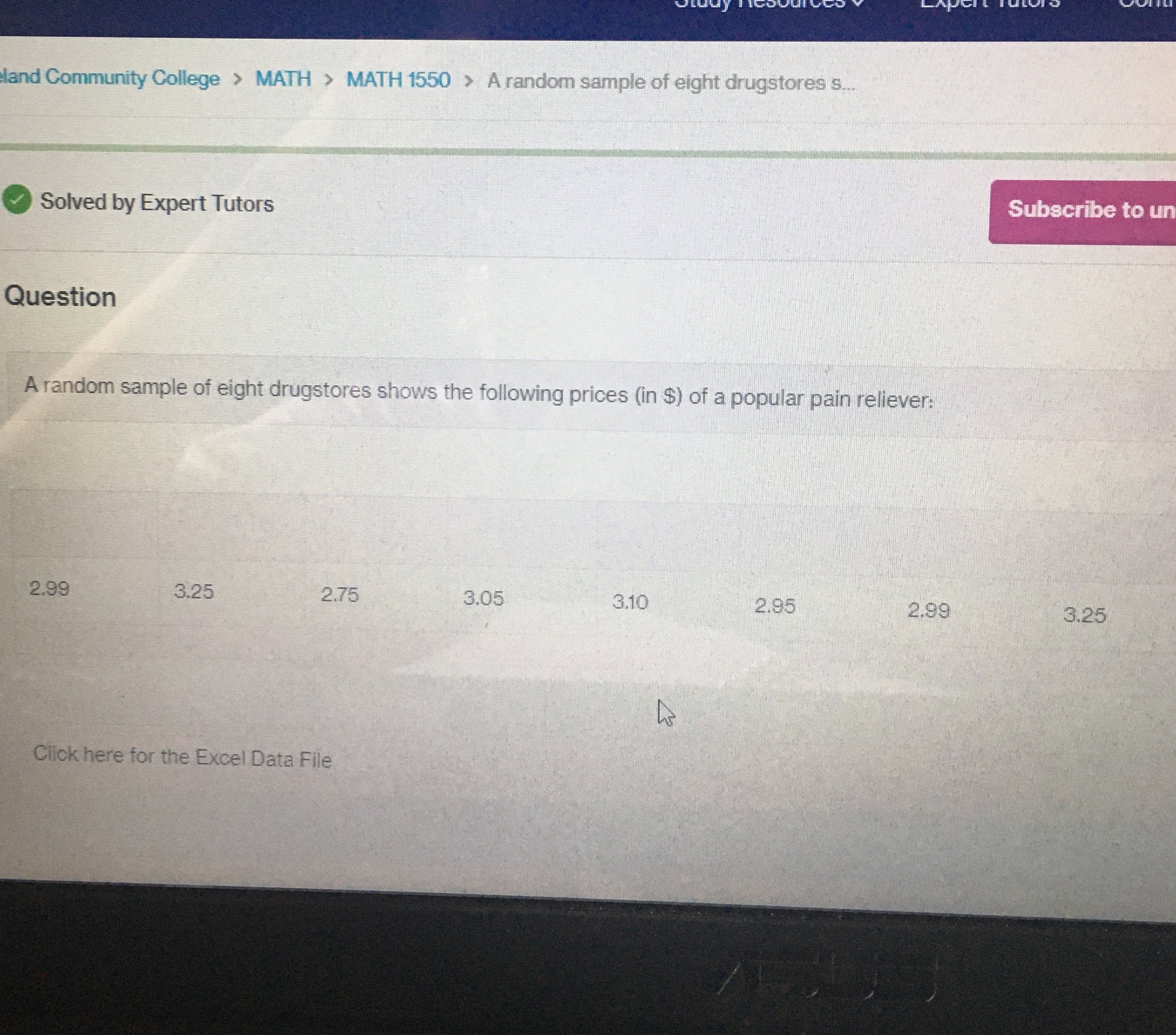 Business statistic land Community College > MATH > MATH 1550 > A