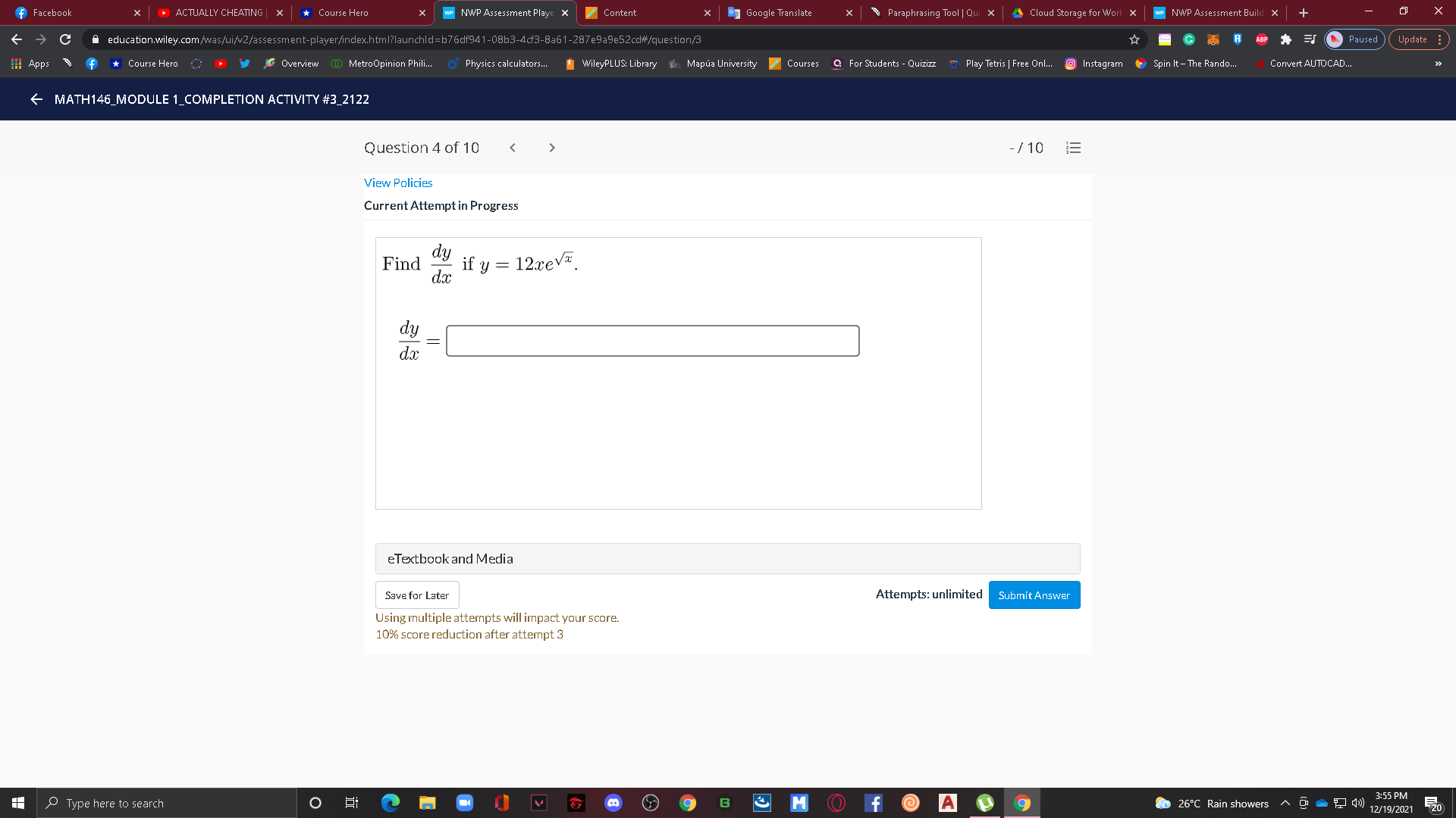 AUTOCAD.. - MATH146_MODULE 1_COMPLETION ACTIVITY #3_2122 Question 1 of 10
