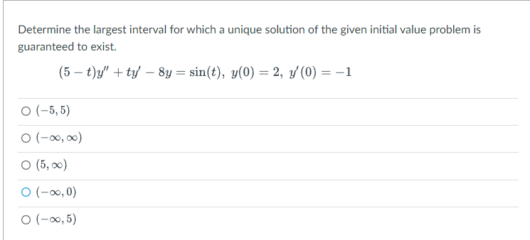 given initial value problem is guaranteed to exiat. (5 w + of