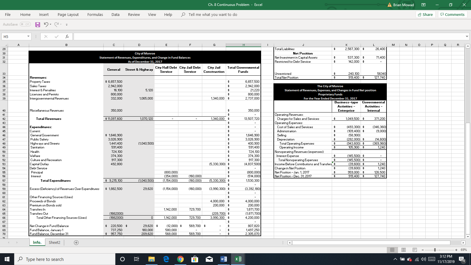  Ch. 8 Continuous Problem - Excel A Brian Mowad X File