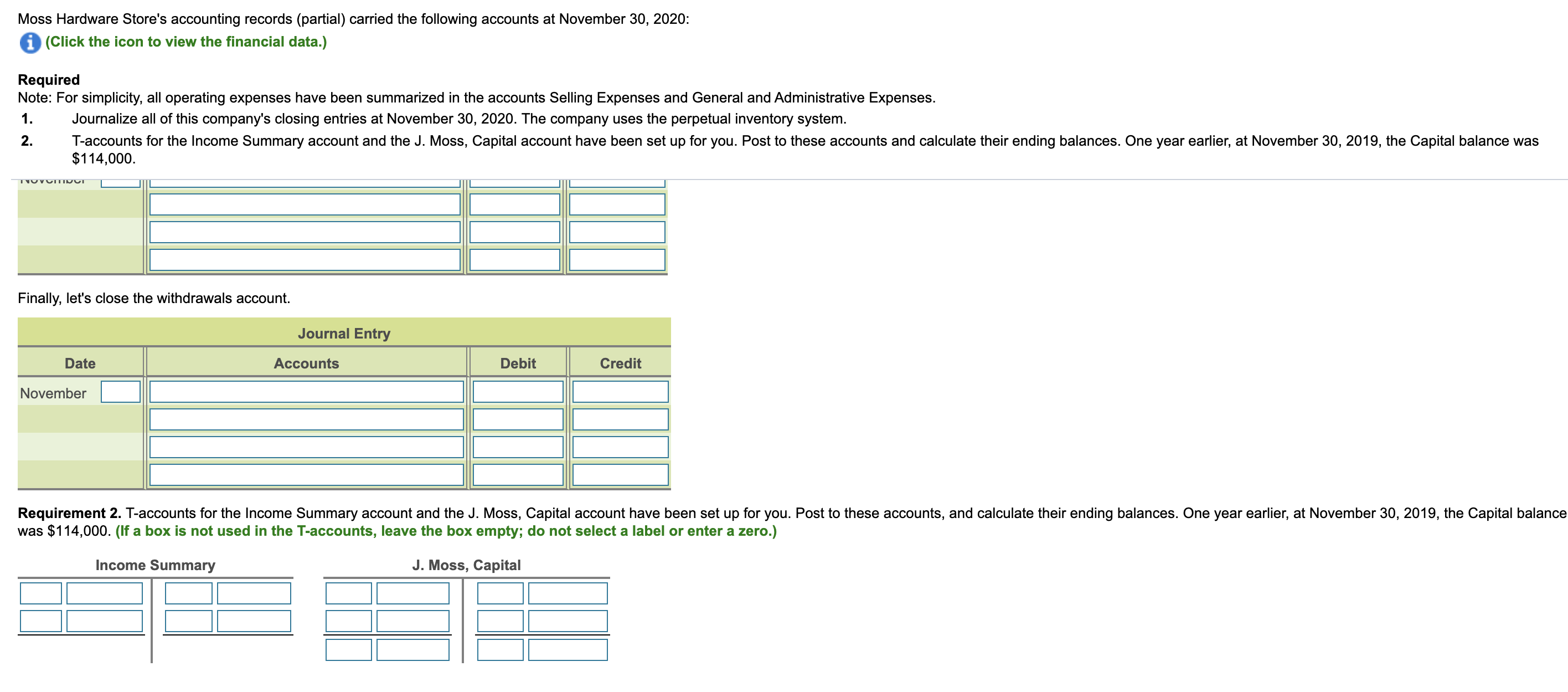set up for you. Post to these accounts and calculate their ending