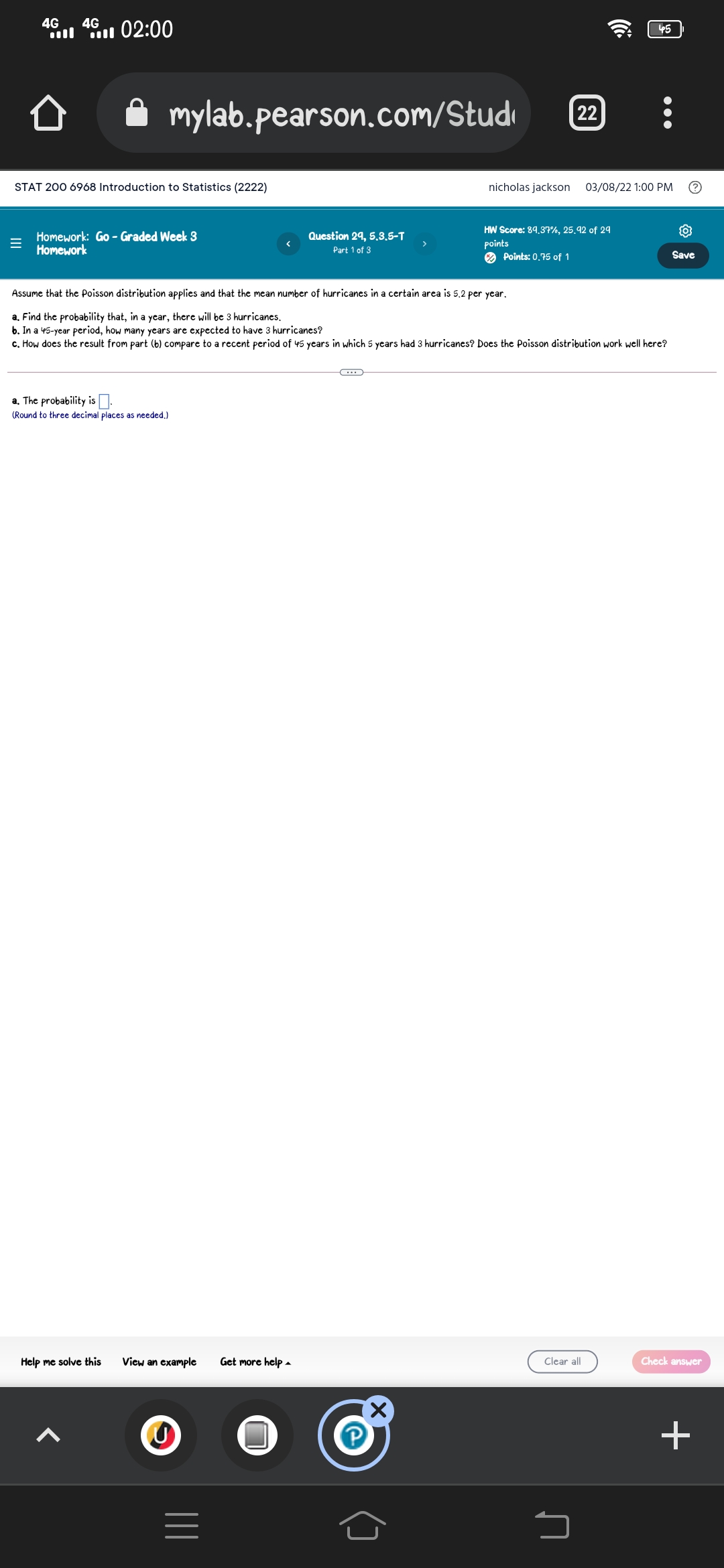 4G 0101 1 02:00 45 mylab.pearson.com/Stud 22 . . . STAT