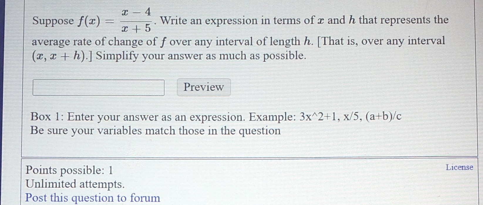 x - 4 Suppose f(x) = x + 5 Write an