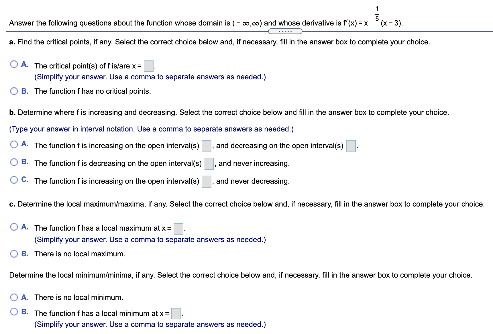1) Answer the following questions about the function whose domain is (