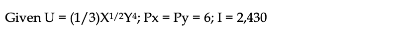 = 800 a. Solve for X", Y", and U*. b. Suppose income