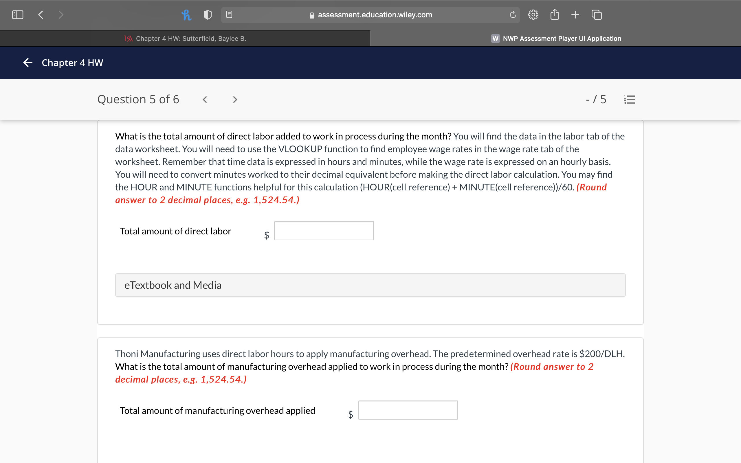 sheets for several jobs worked on during the last month and needs