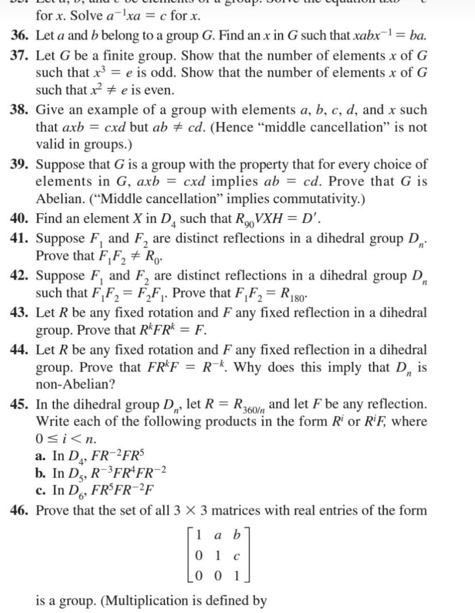 a and b belong to a group G. Find an x in